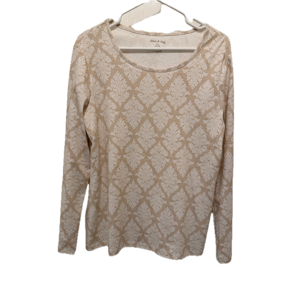 White Stag Blouse L/G 12-14 Beige and White